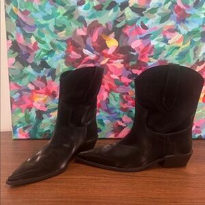 OAK + FORT Satin Nubuck Western Cowboy Boots